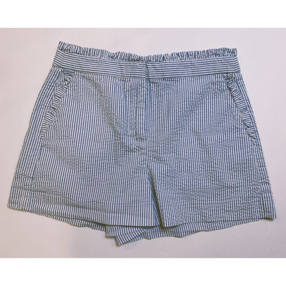 J. Crew Blue Seersucker Ruffle Shorts | Size 2